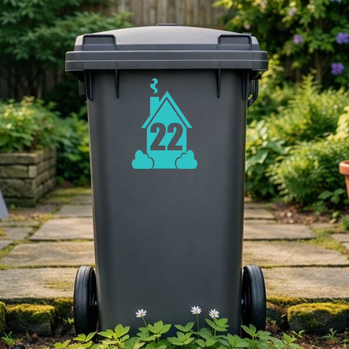 Smokey House Shaped Wheelie Bin Number Stickers
