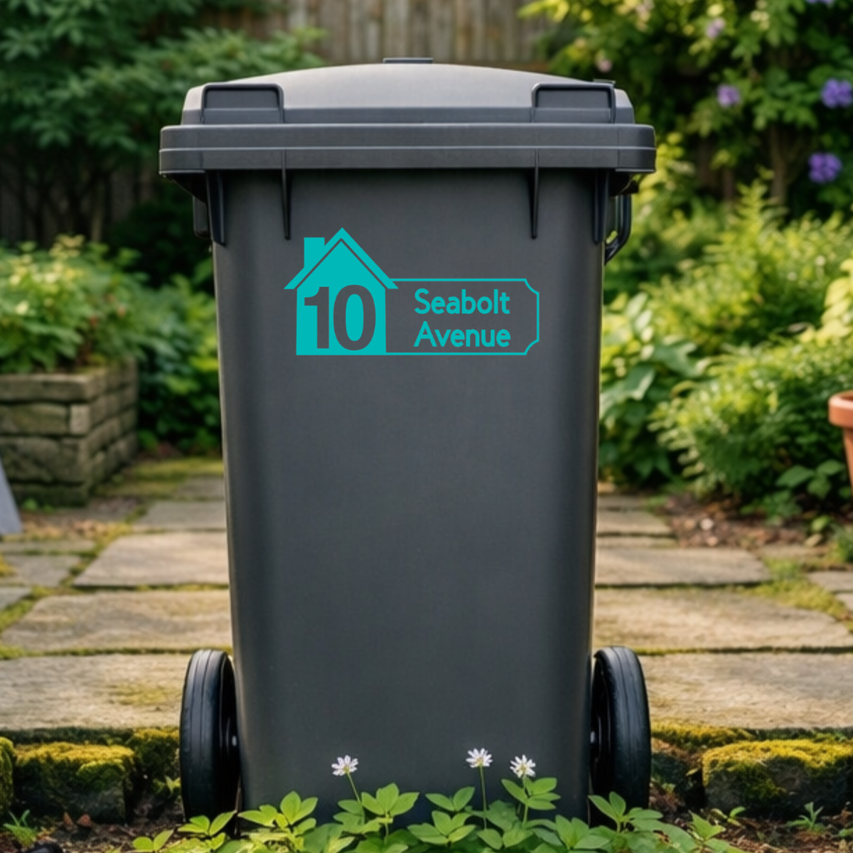 House Plaque Shaped Wheelie Bin Address Stickers
