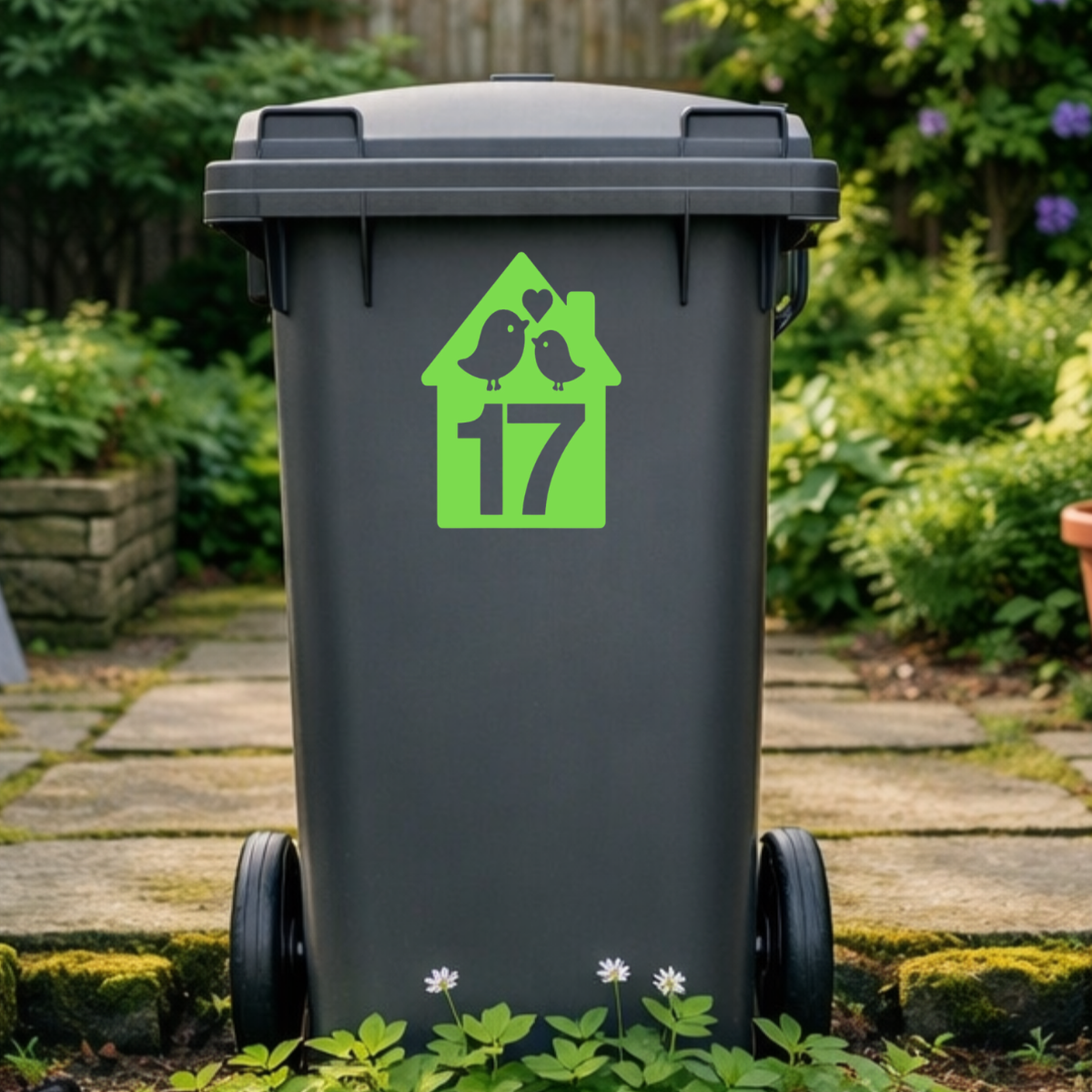 Birdie House Shaped Wheelie Bin Number Stickers