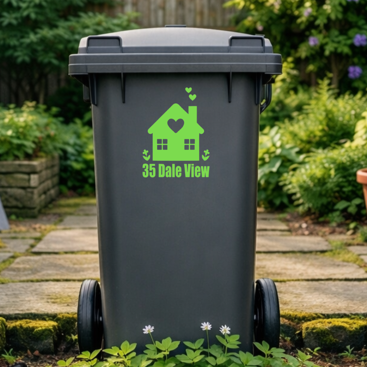 Cute House Shaped Wheelie Bin Address Stickers