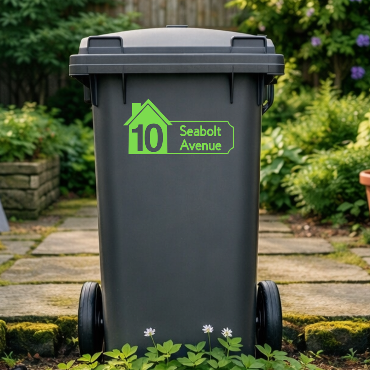 House Plaque Shaped Wheelie Bin Address Stickers