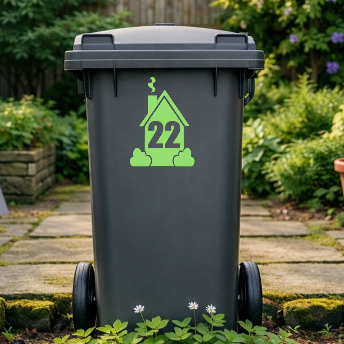 Smokey House Shaped Wheelie Bin Number Stickers