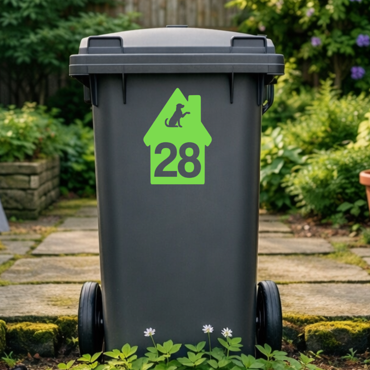 Dog High House Shaped Wheelie Bin Number Stickers