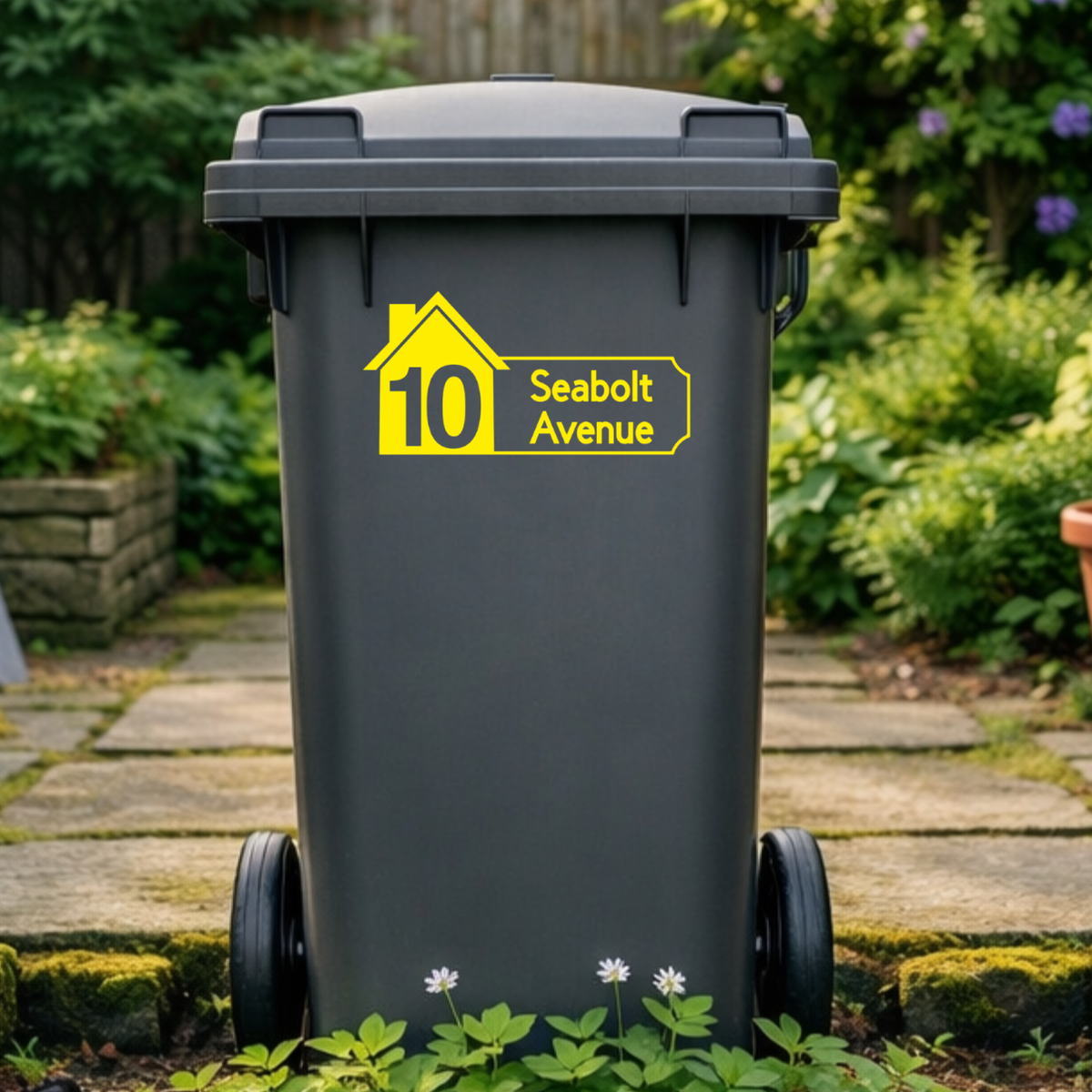 House Plaque Shaped Wheelie Bin Address Stickers