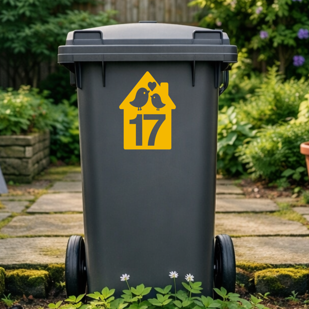 Birdie House Shaped Wheelie Bin Number Stickers