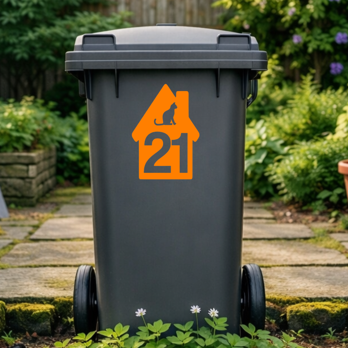 Cat High House Shaped Wheelie Bin Number Stickers
