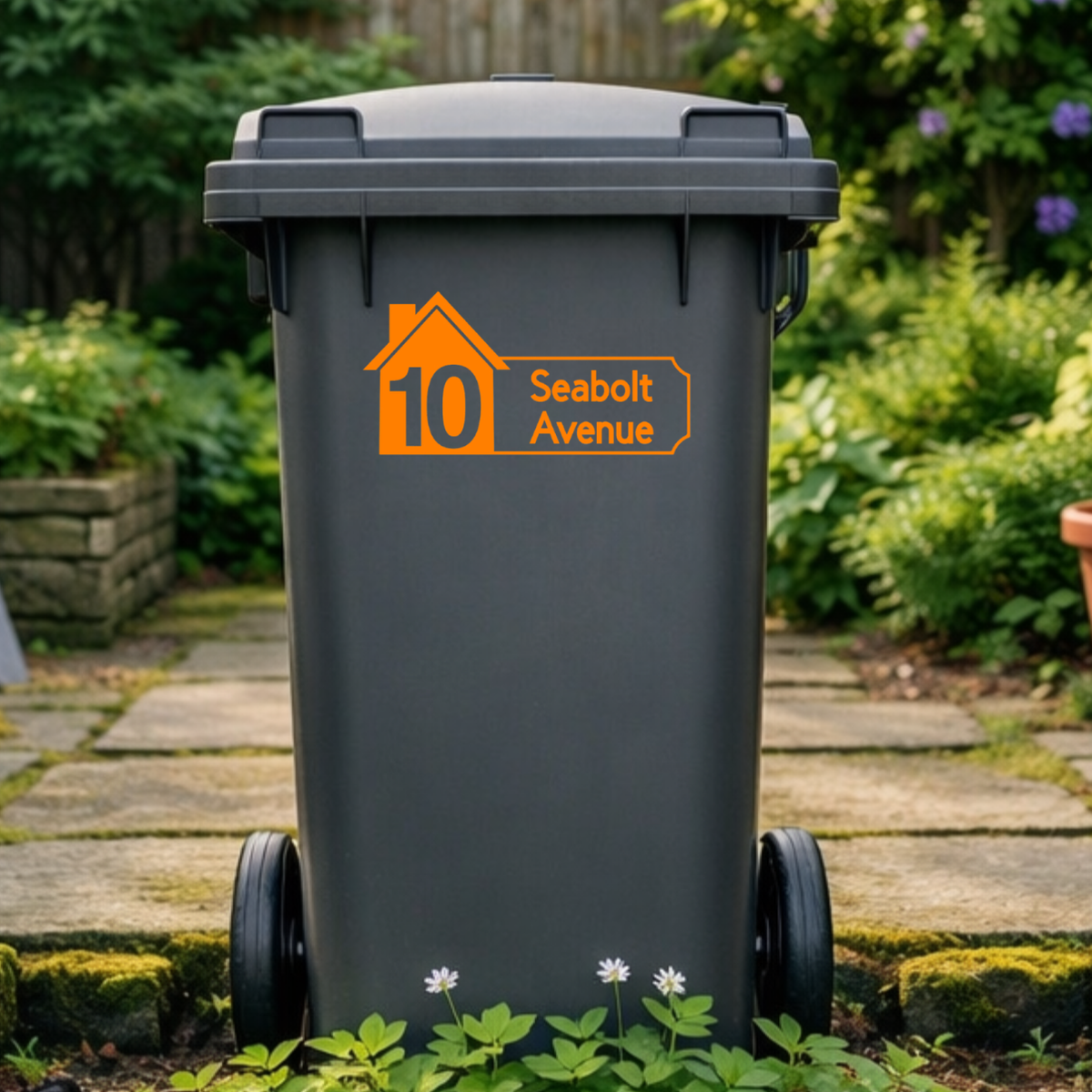 House Plaque Shaped Wheelie Bin Address Stickers