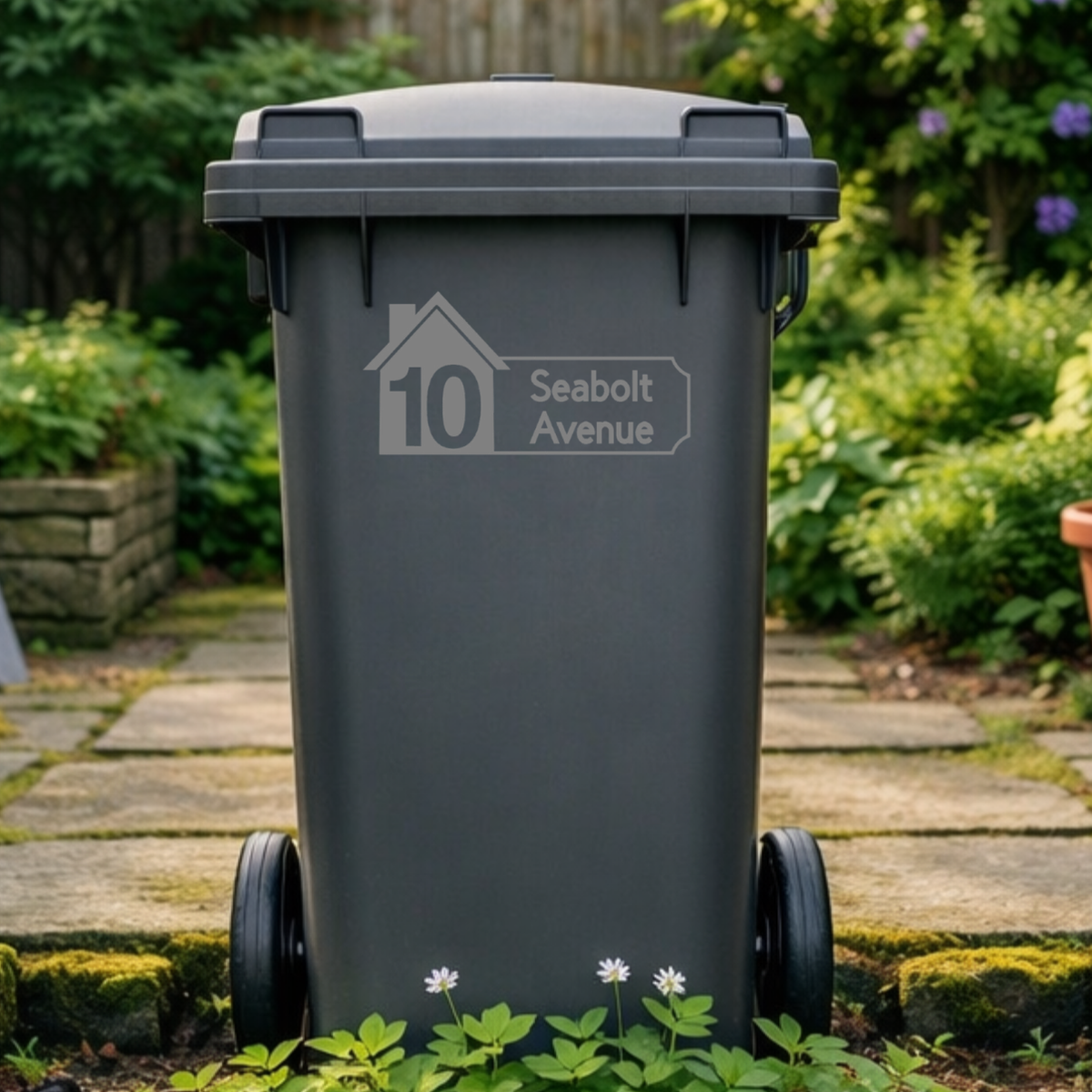House Plaque Shaped Wheelie Bin Address Stickers