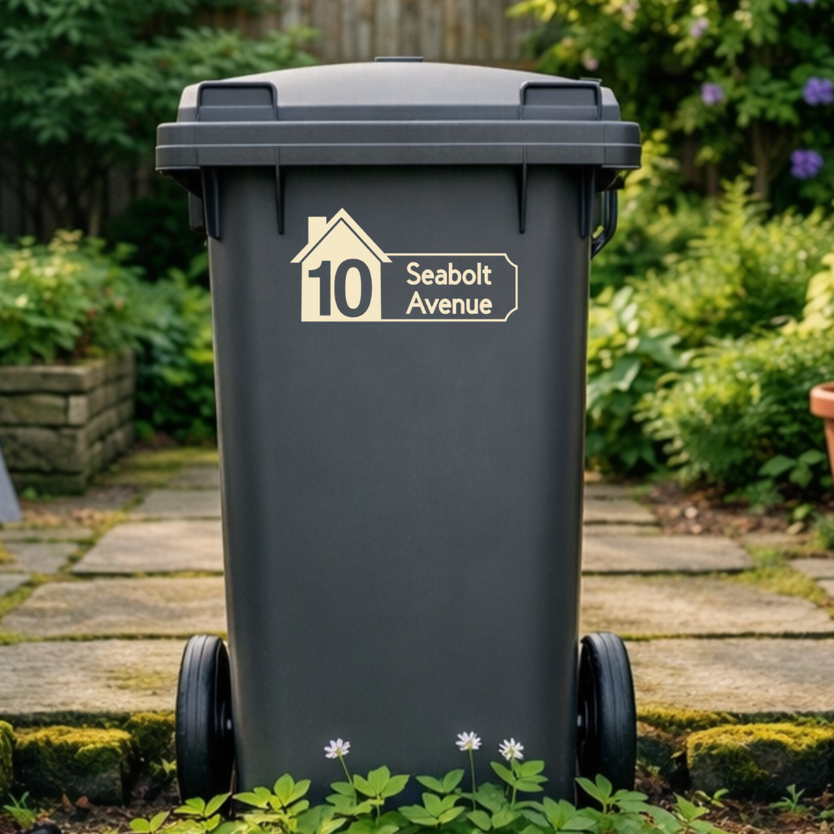 House Plaque Shaped Wheelie Bin Address Stickers