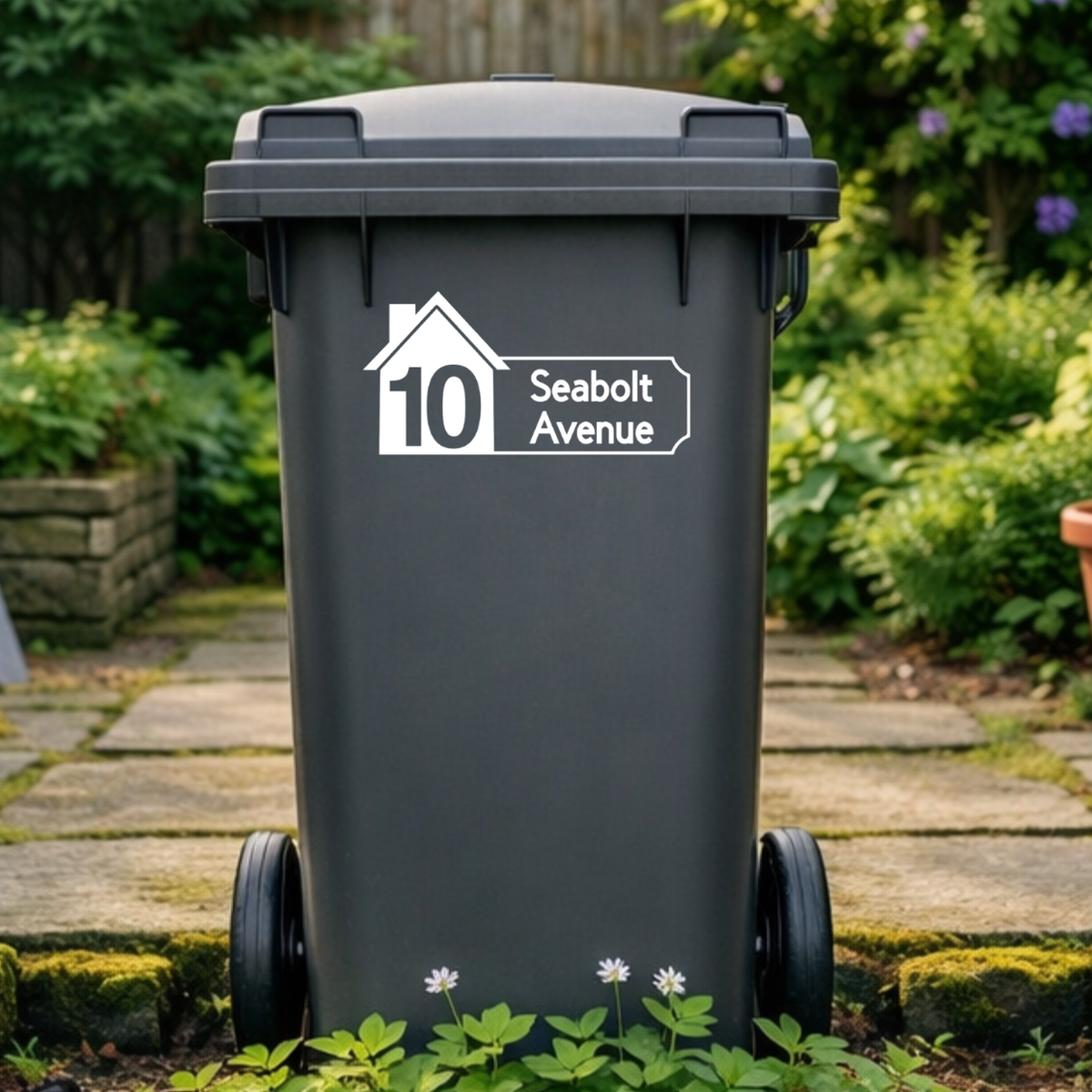 House Plaque Shaped Wheelie Bin Address Stickers