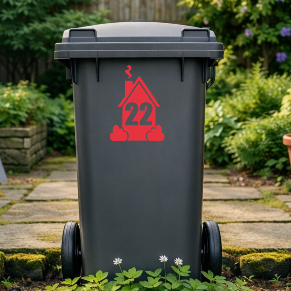 Smokey House Shaped Wheelie Bin Number Stickers