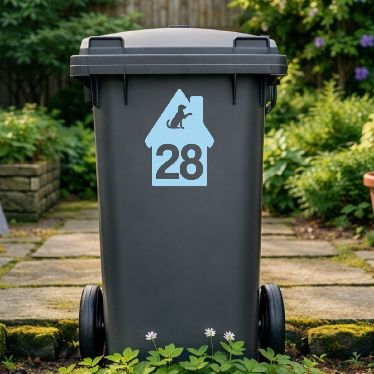 Dog High House Shaped Wheelie Bin Number Stickers