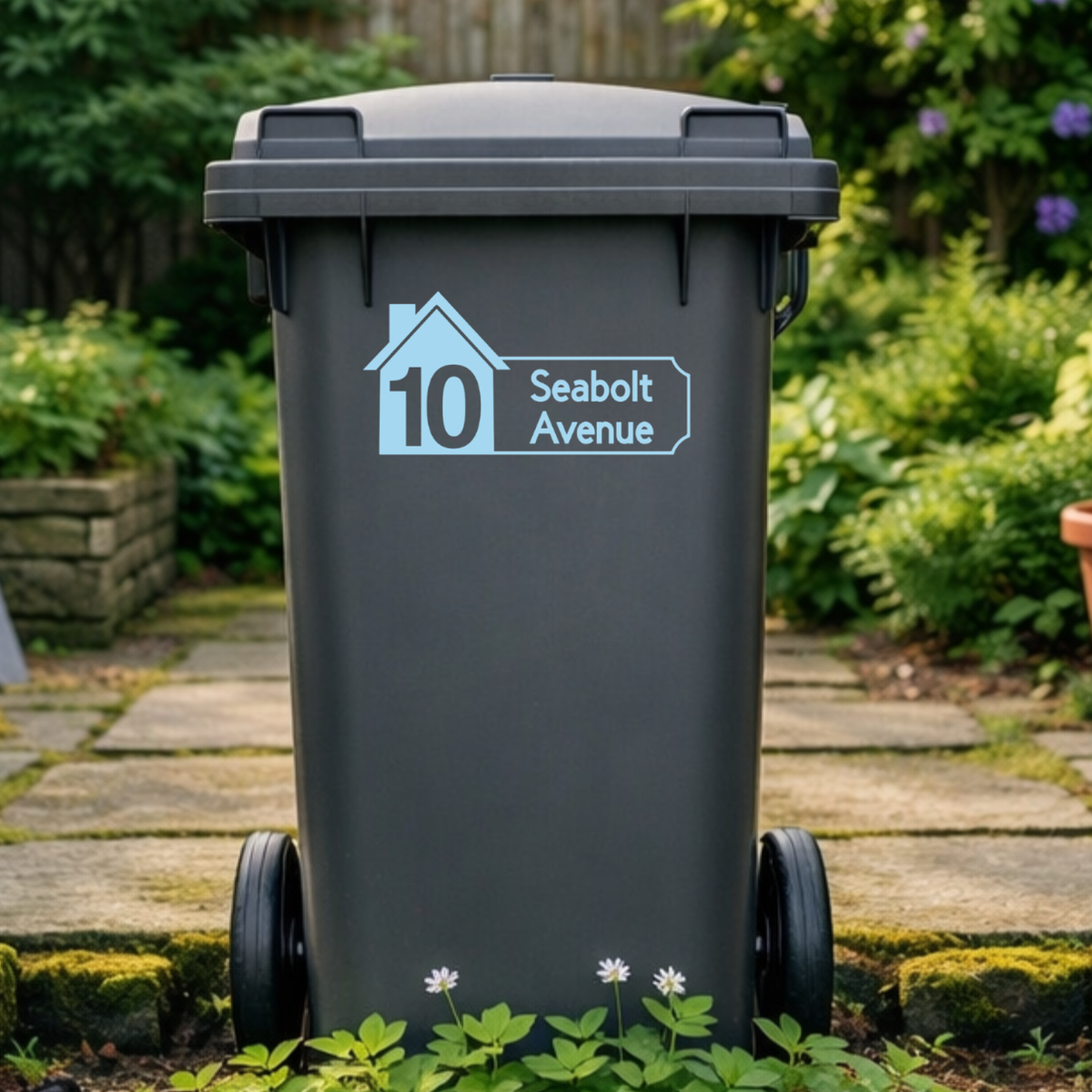 House Plaque Shaped Wheelie Bin Address Stickers
