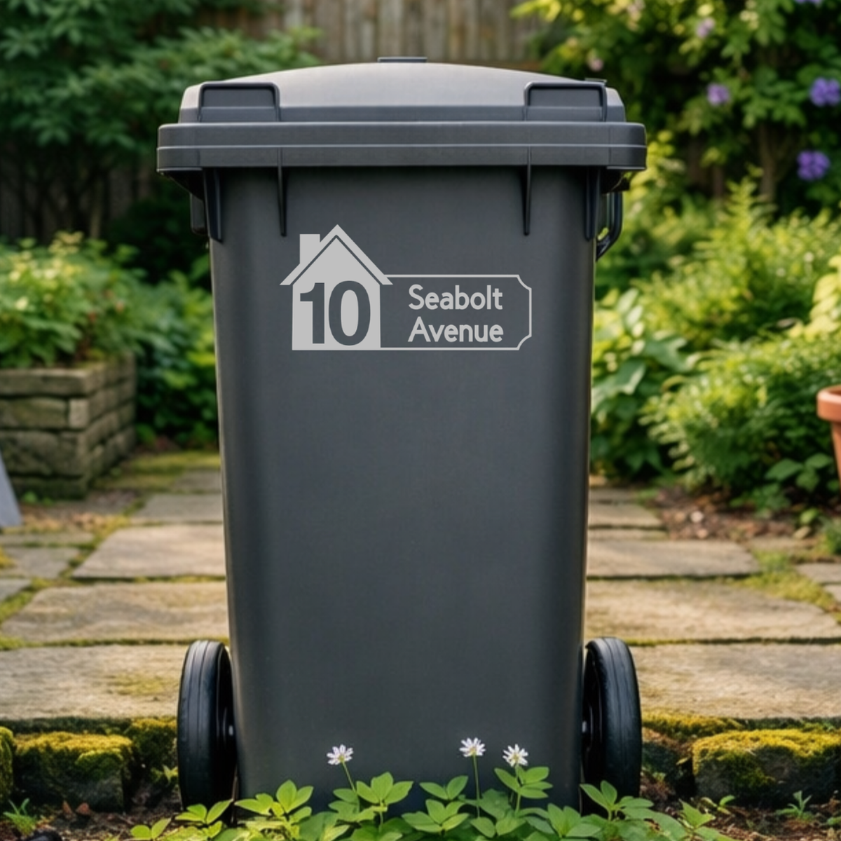 House Plaque Shaped Wheelie Bin Address Stickers
