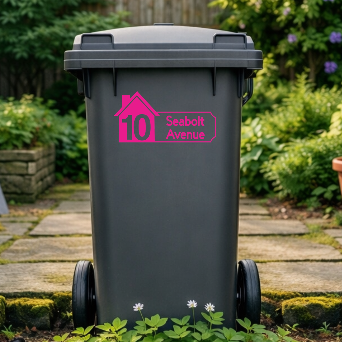 House Plaque Shaped Wheelie Bin Address Stickers