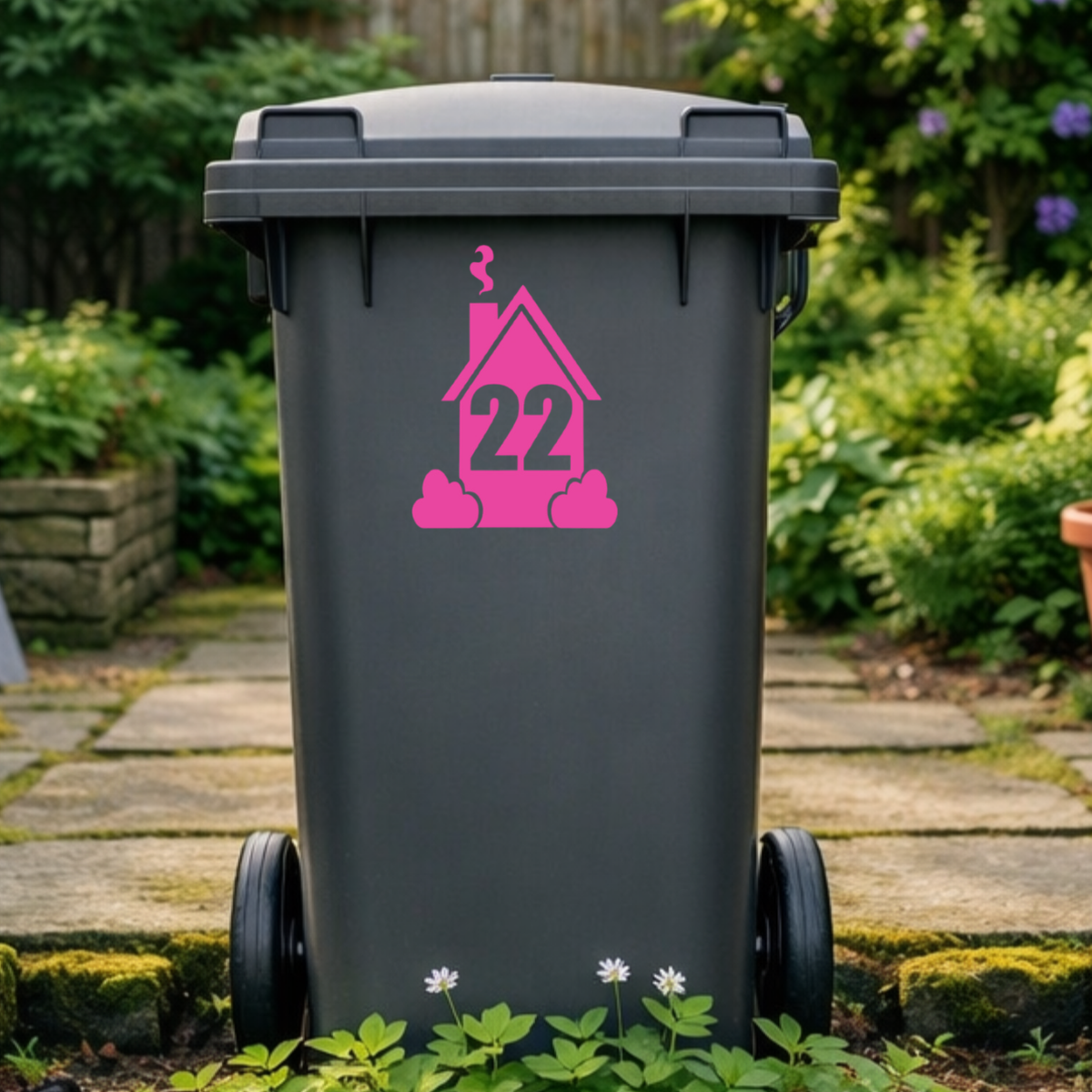 Smokey House Shaped Wheelie Bin Number Stickers