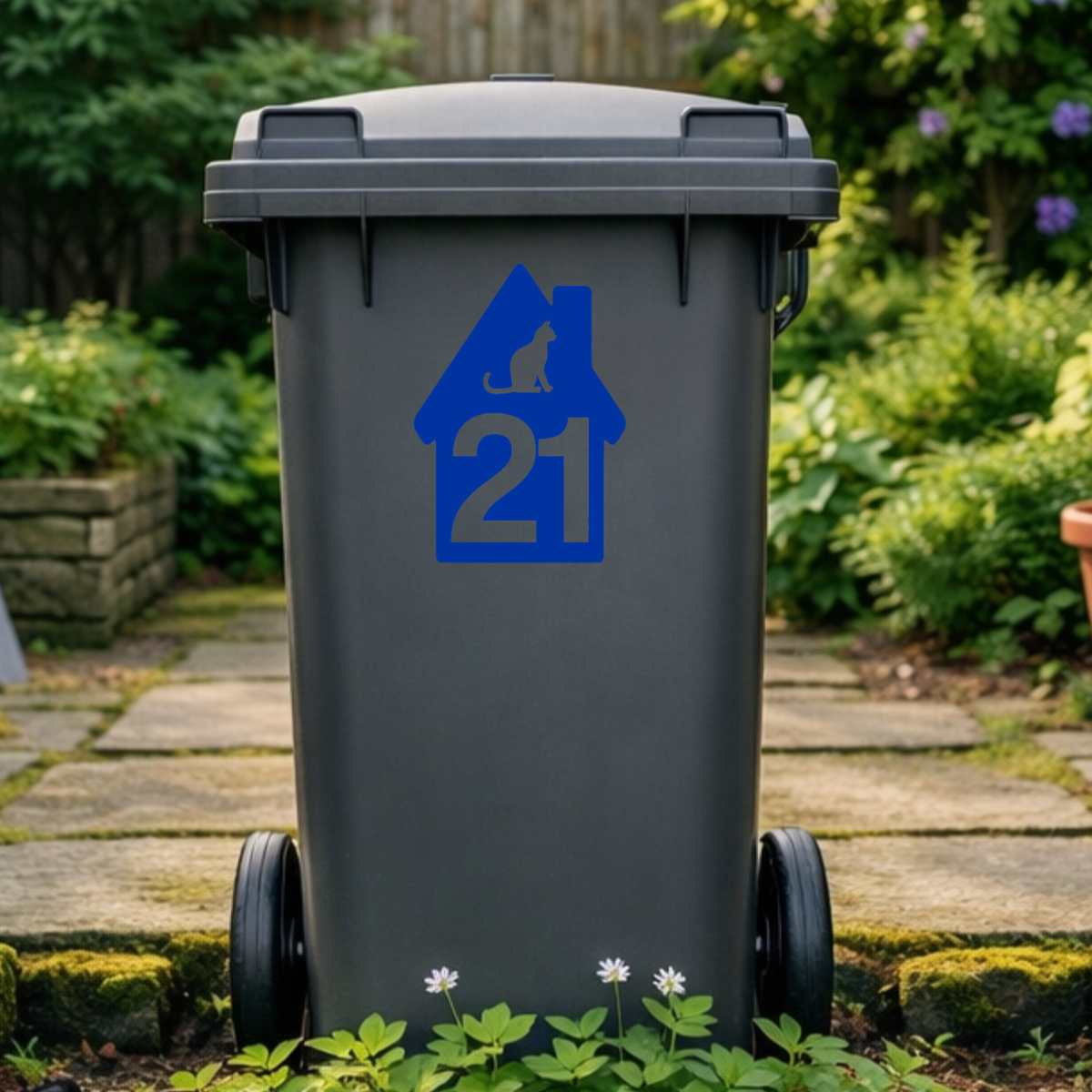 Cat High House Shaped Wheelie Bin Number Stickers
