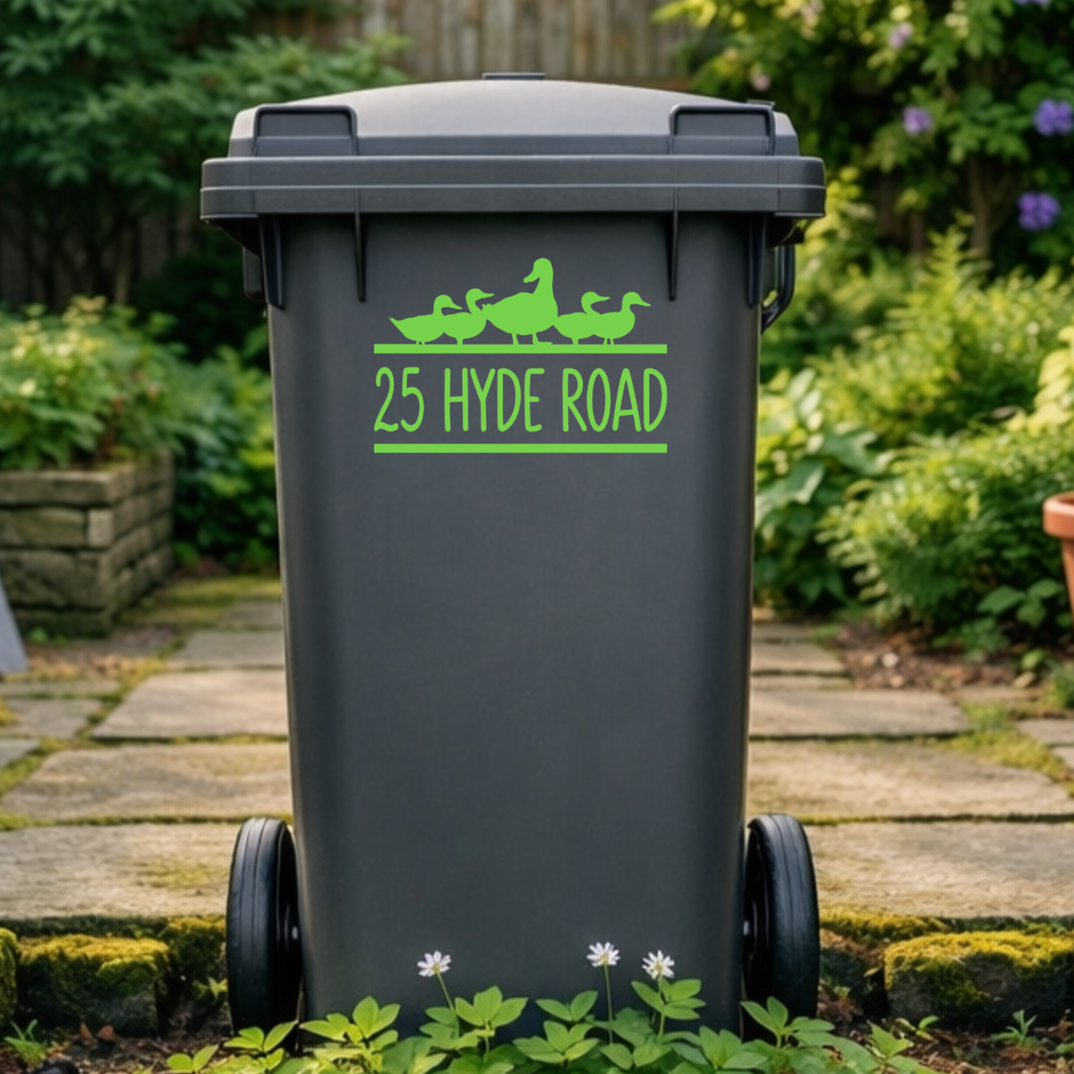 Duck Split Border Wheelie Bin Address Stickers