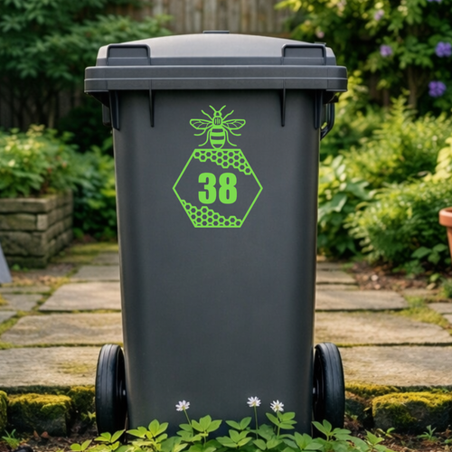 Bee Honey Comb Wheelie Bin Number Stickers