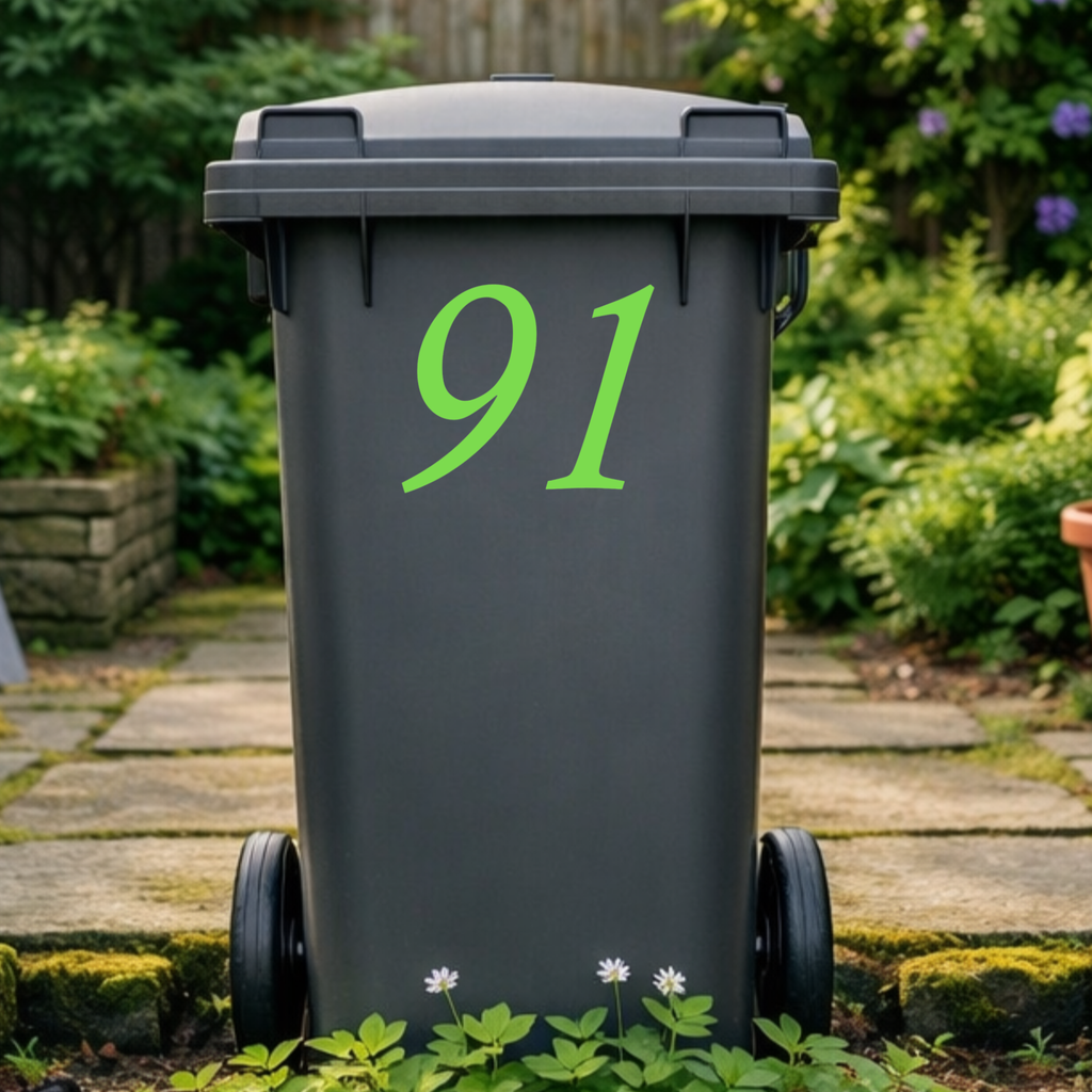 Italic Wheelie Bin Number Stickers