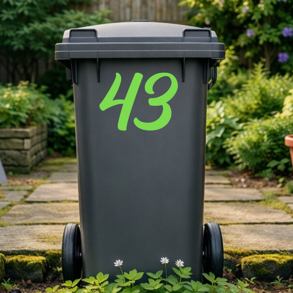 Handwritten Wheelie Bin Number Stickers