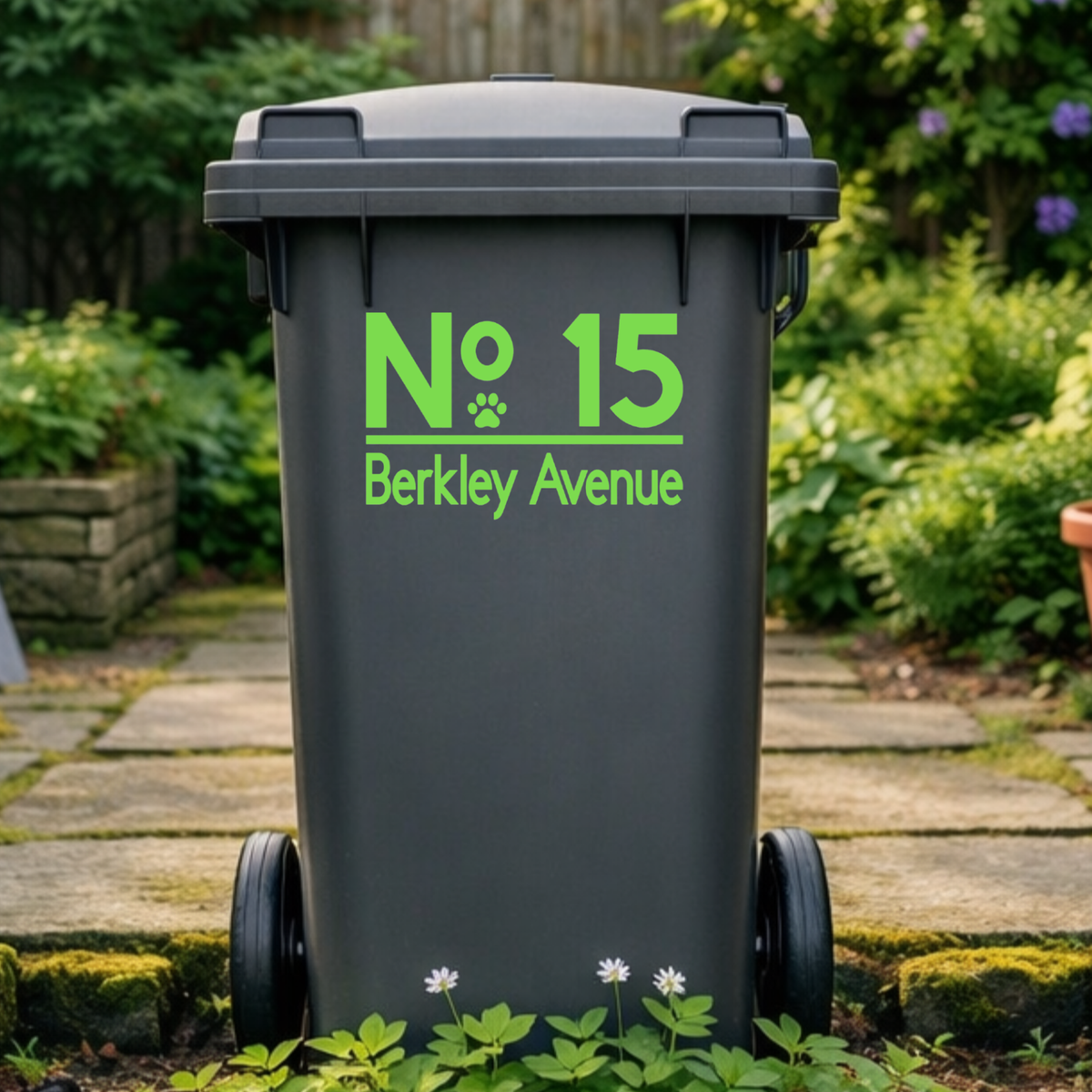 Paw Top Line Border Wheelie Bin Number Address Stickers