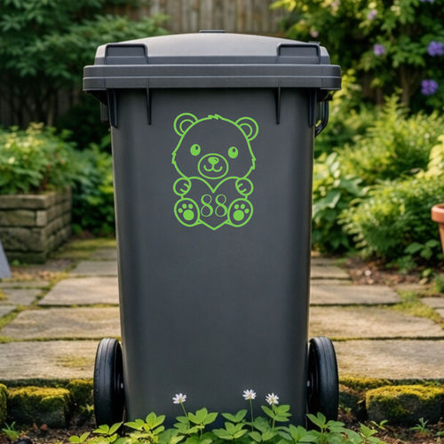 Bear Heart Wheelie Bin Number Stickers