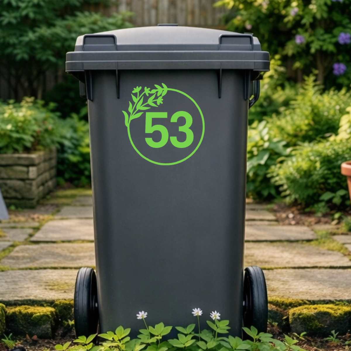 Floral Wreath Leaves Wheelie Bin Number Stickers