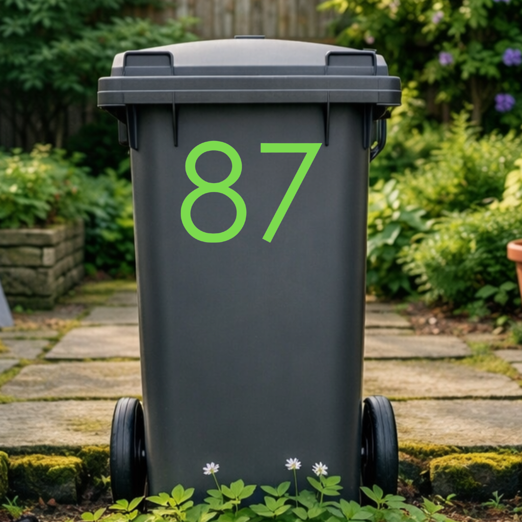 Gothic Wheelie Bin Number Stickers