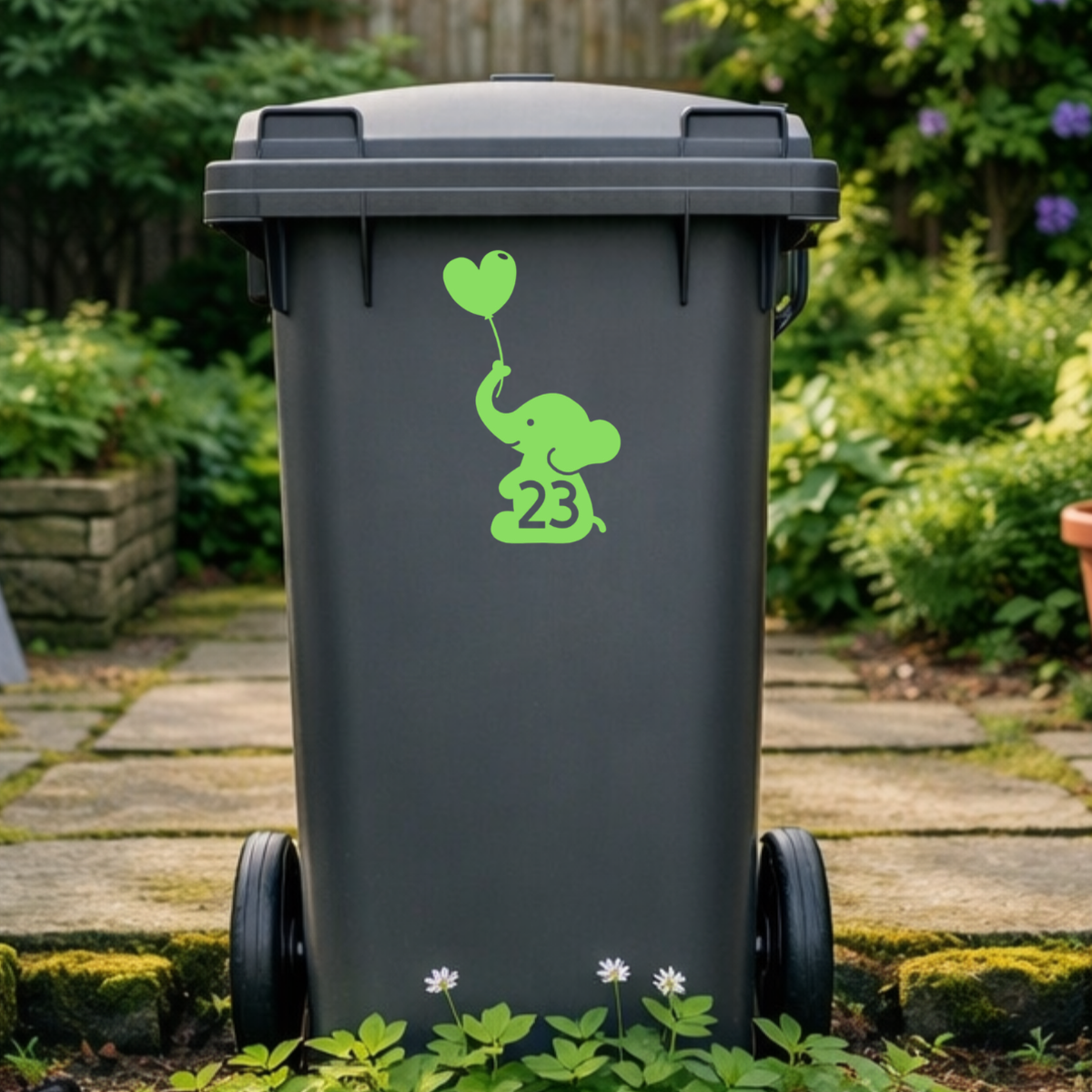 Elephant Balloon Wheelie Bin Number Stickers