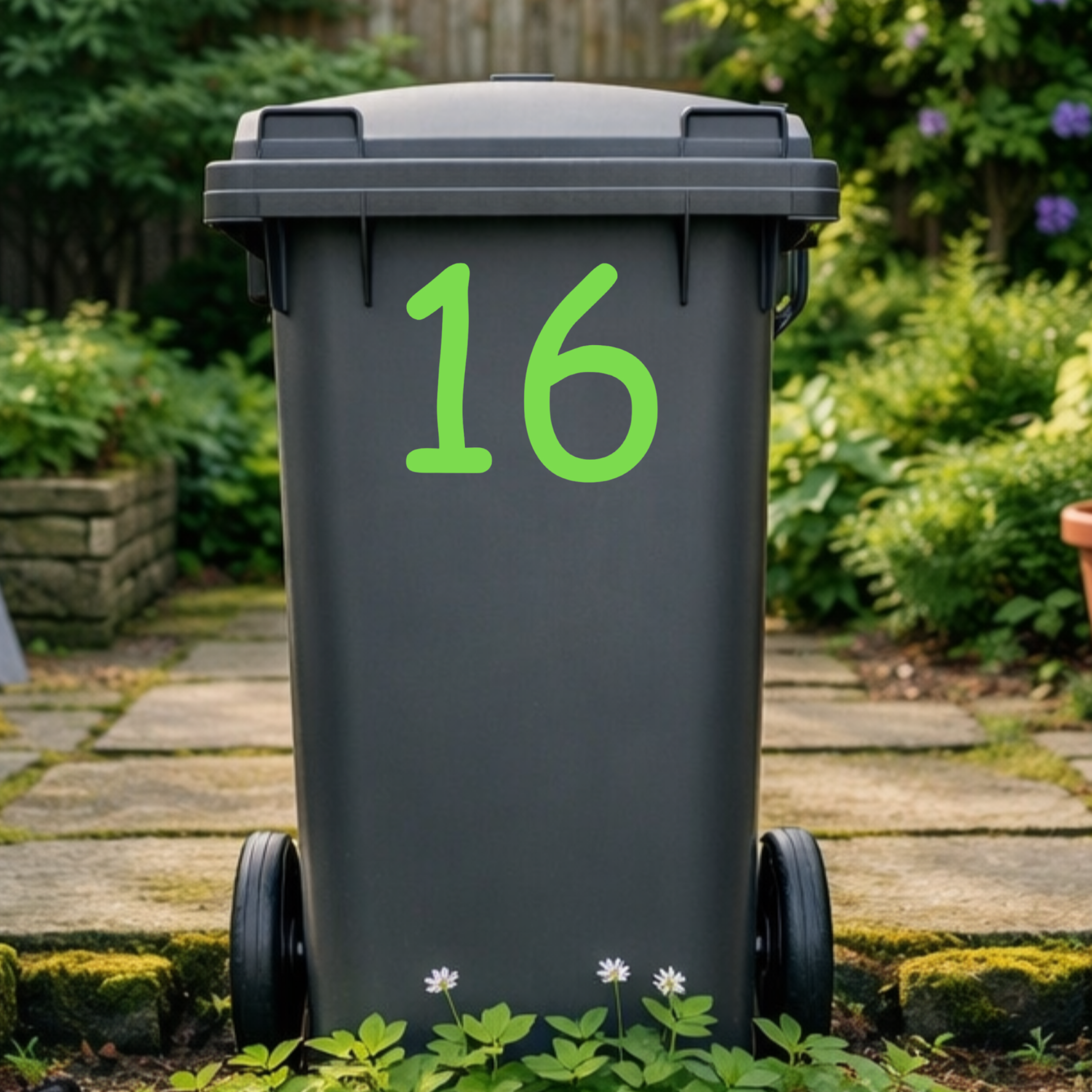 Playful Wheelie Bin Number Stickers