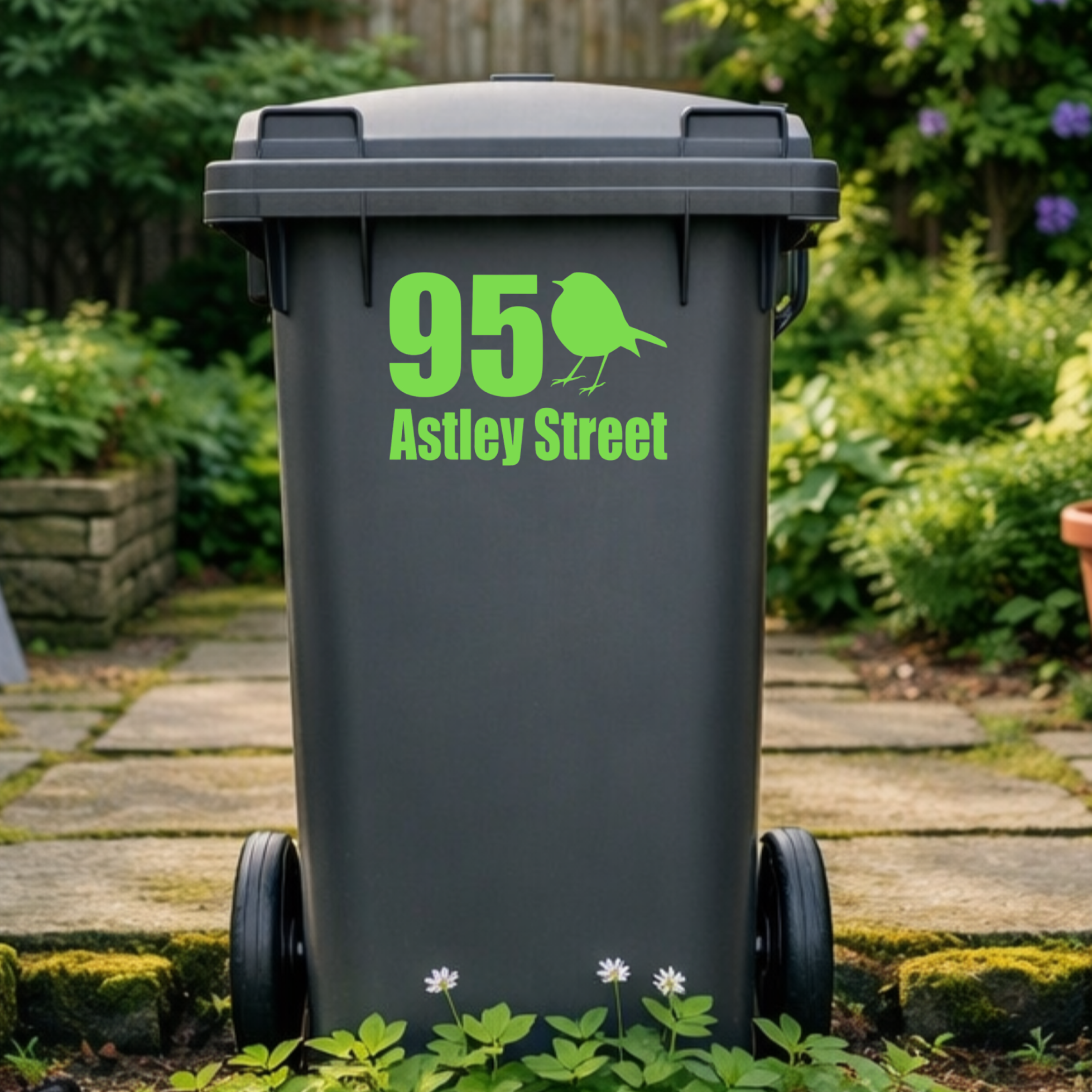 Birdie Border Line Wheelie Bin Address Stickers