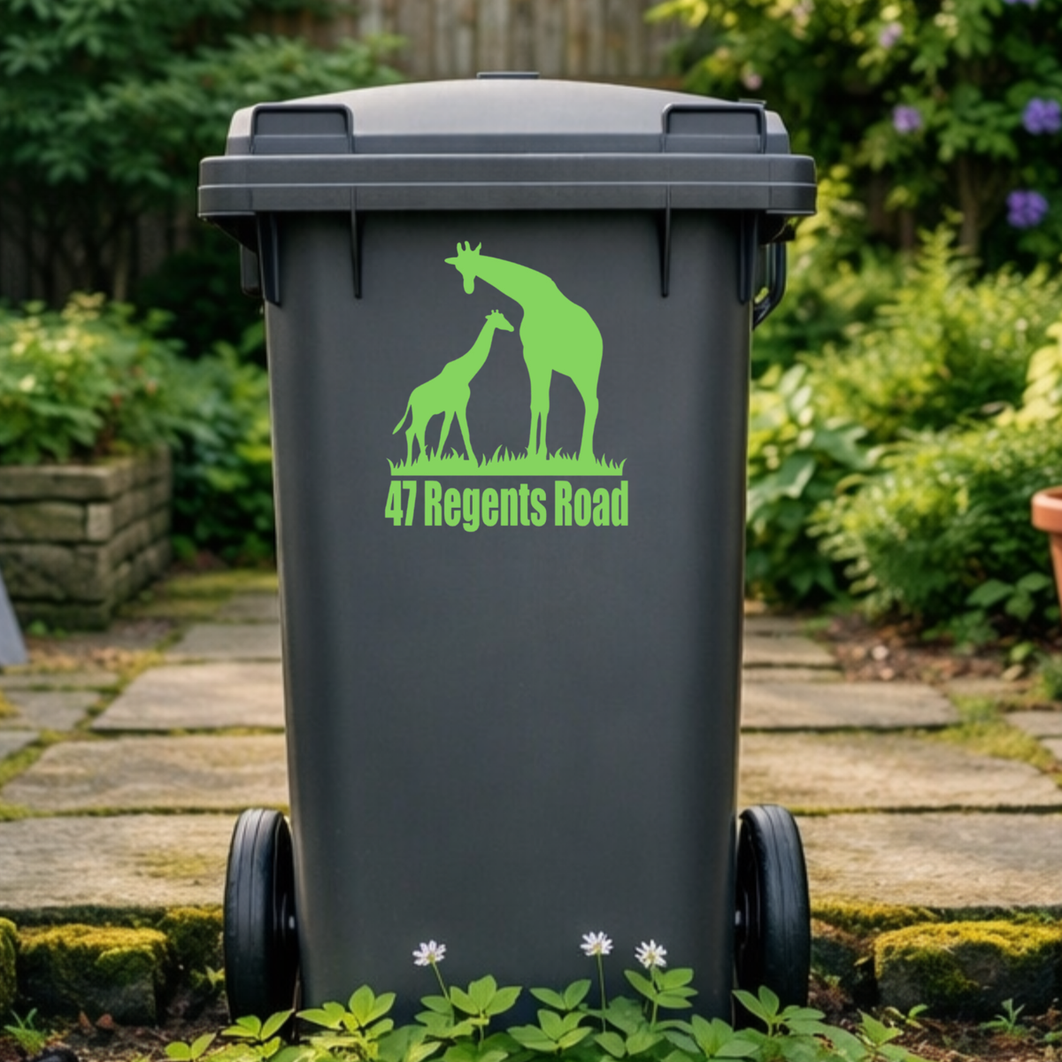 Giraffe Love Wheelie Bin Address Stickers