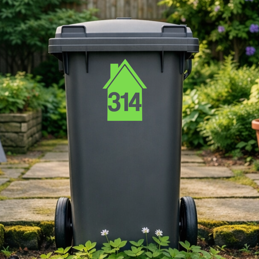 House Shaped Wheelie Bin Number Stickers