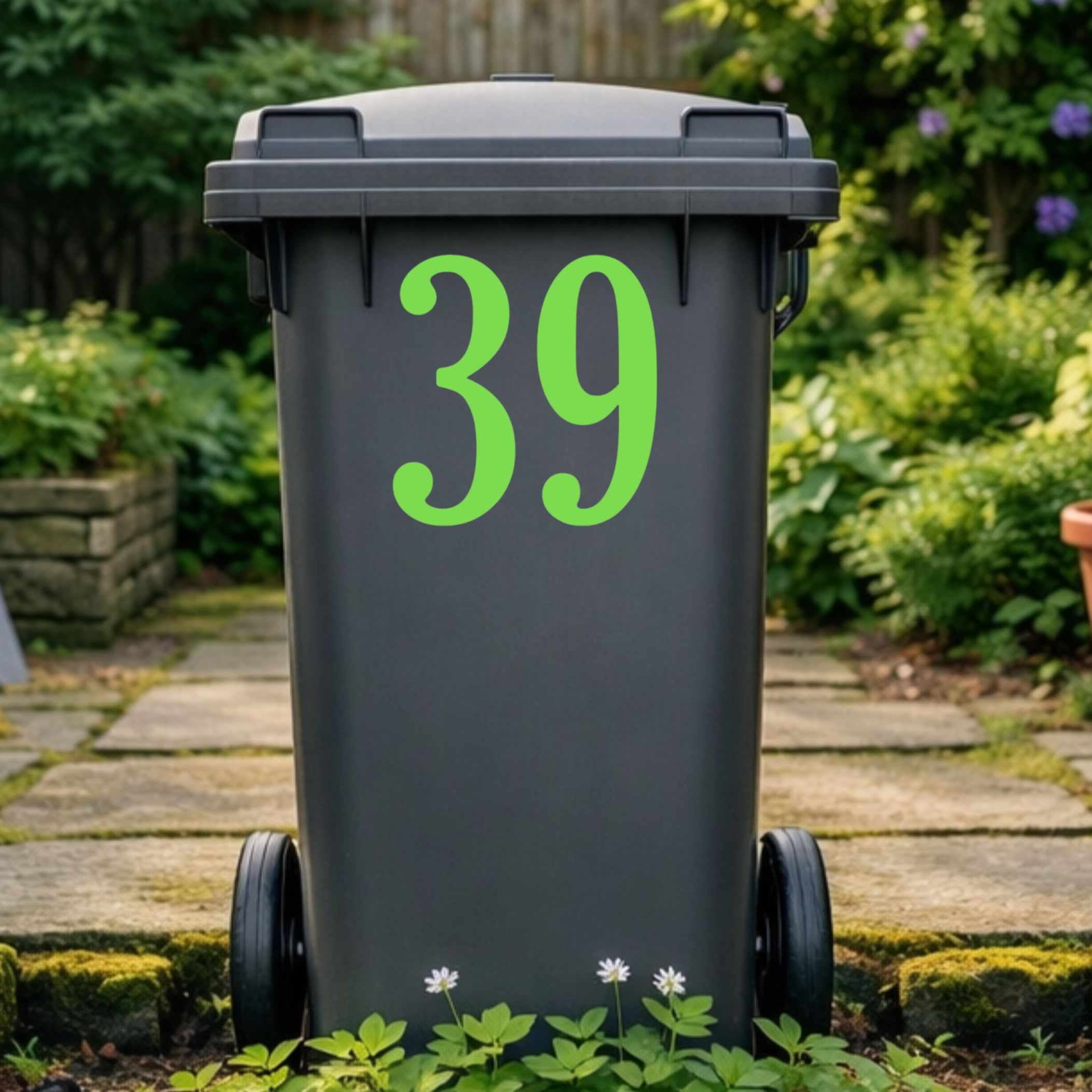 Polished Wheelie Bin Number Stickers