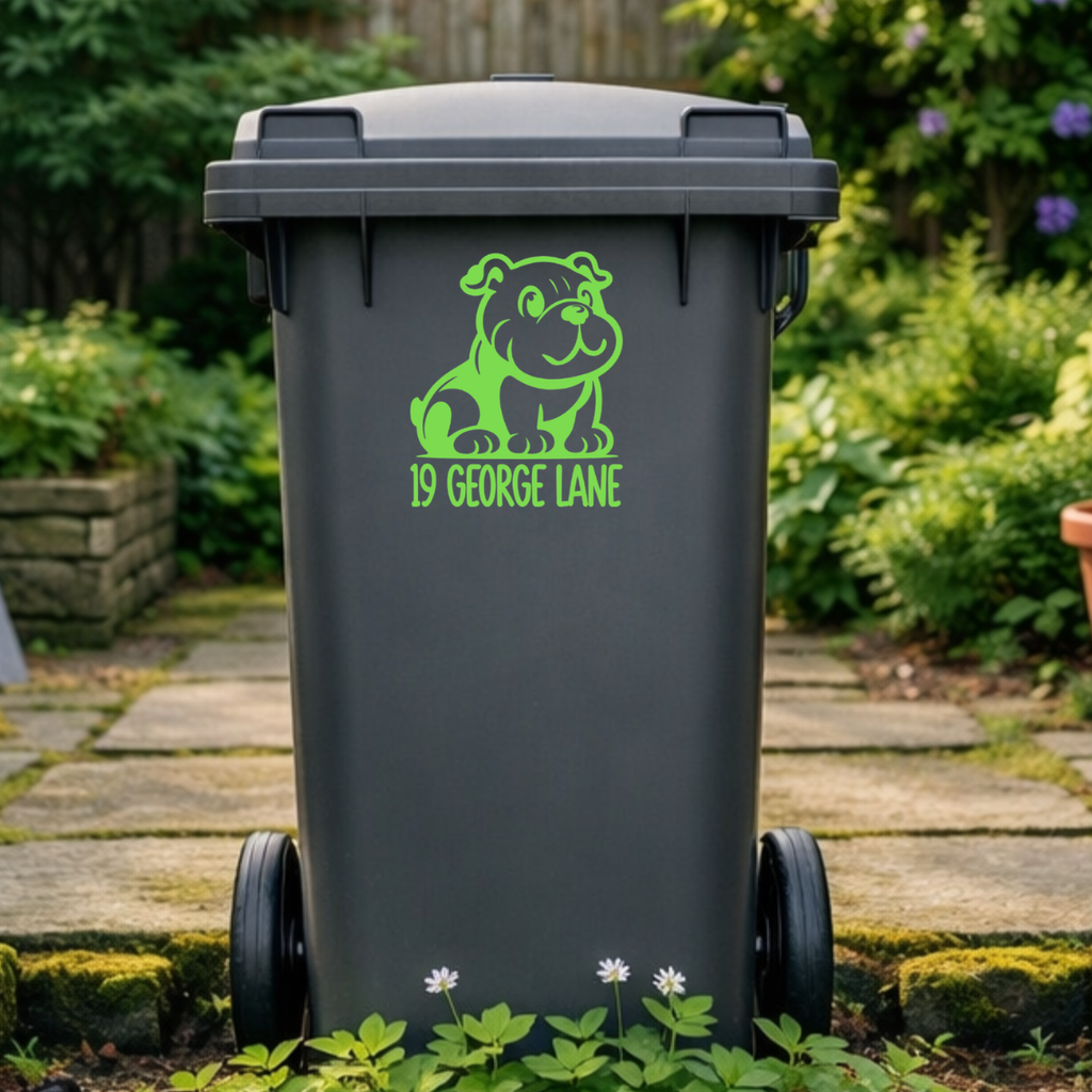 Cute Dog Wheelie Bin Address Stickers