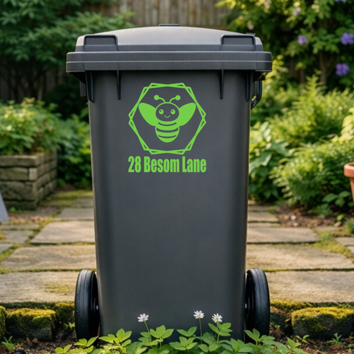 Bee Hexagon Wheelie Bin Address Stickers