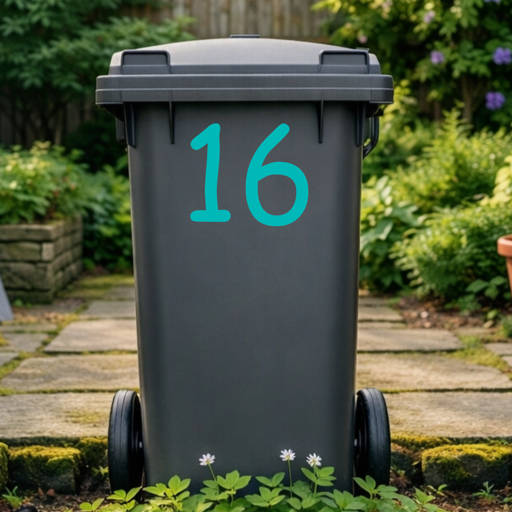 Playful Wheelie Bin Number Stickers