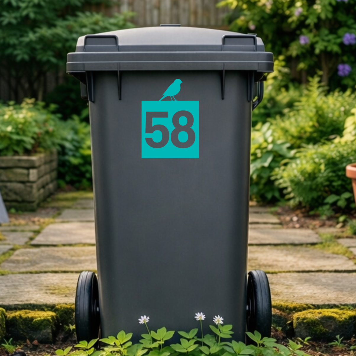 Birdie Square Wheelie Bin Number Stickers