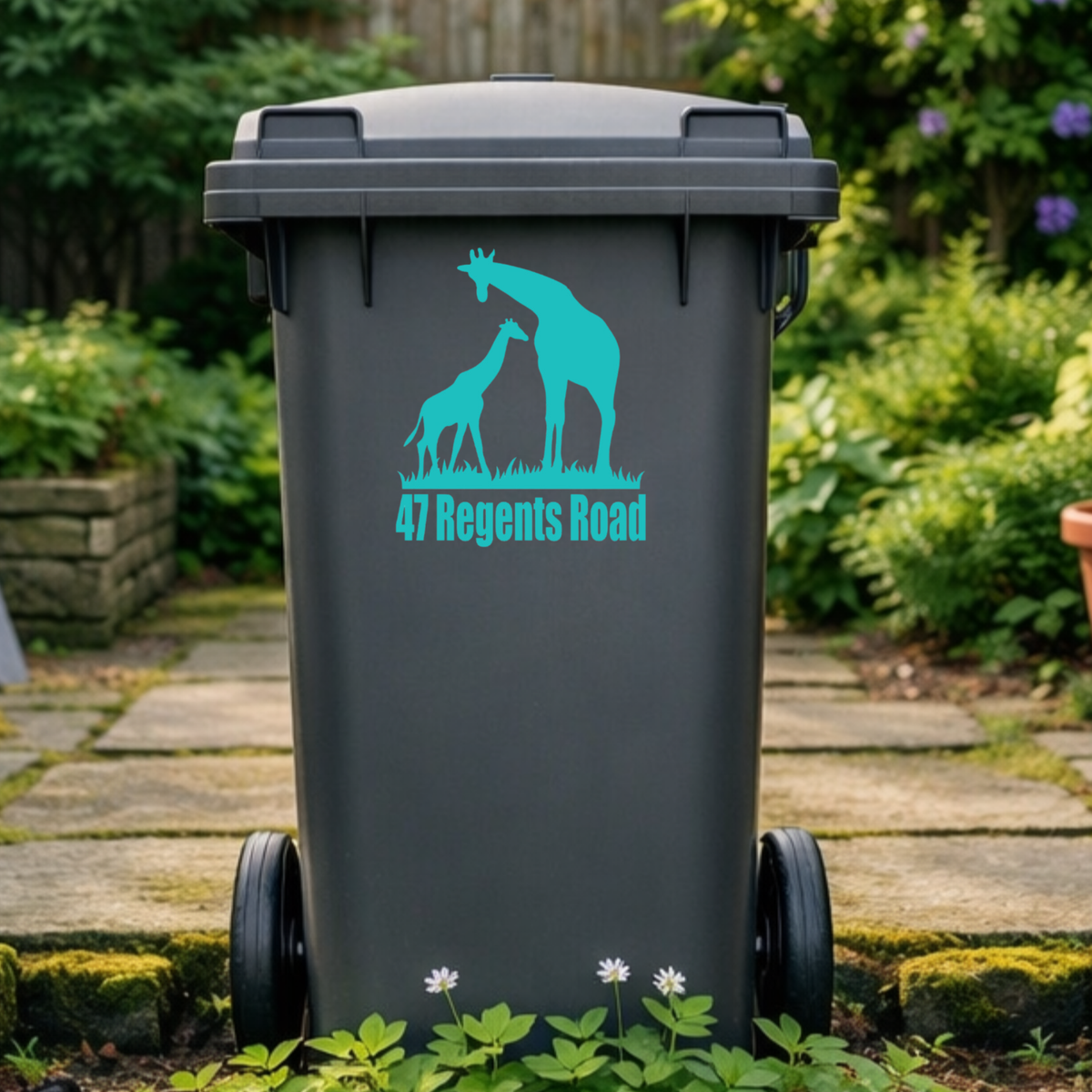Giraffe Love Wheelie Bin Address Stickers