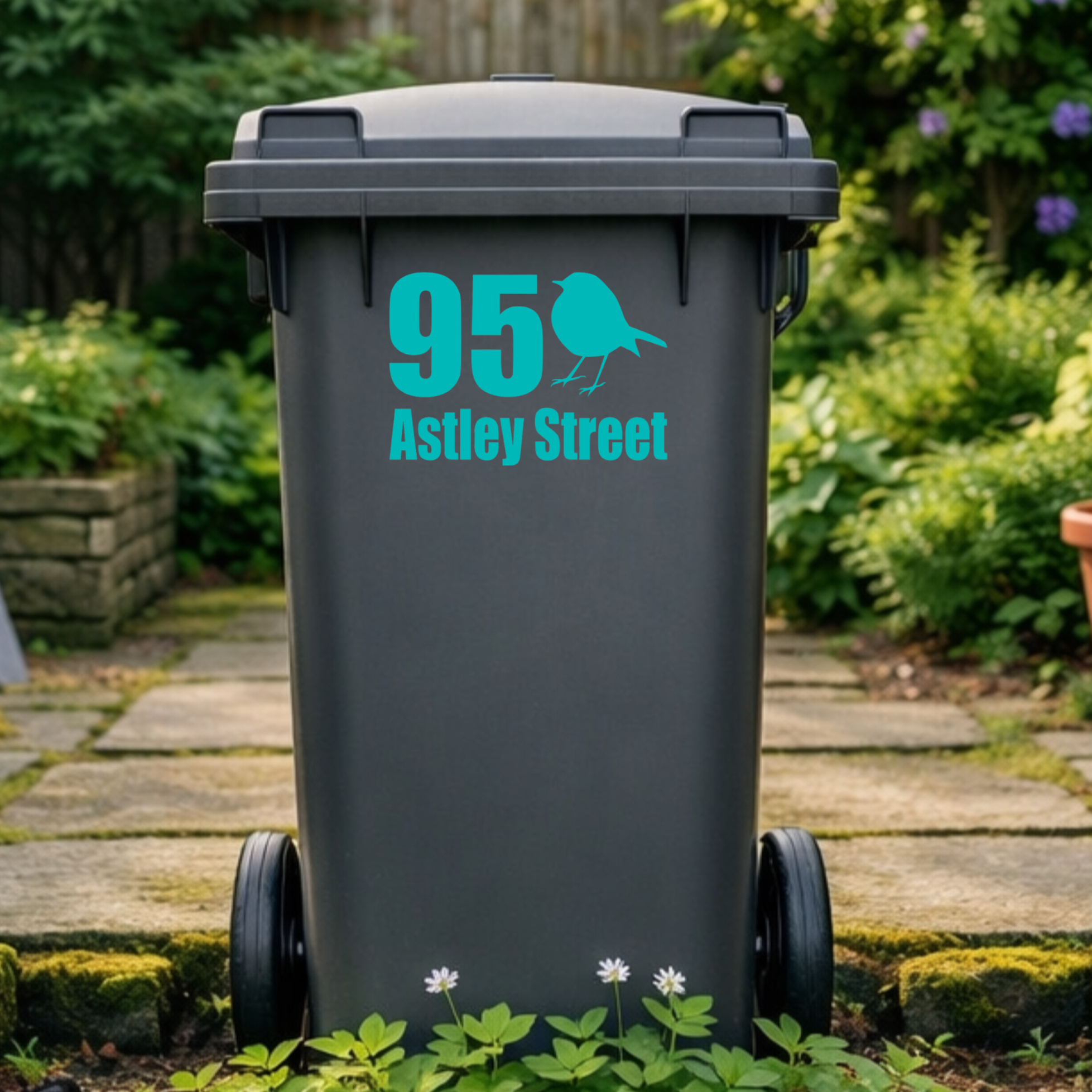 Birdie Border Line Wheelie Bin Address Stickers