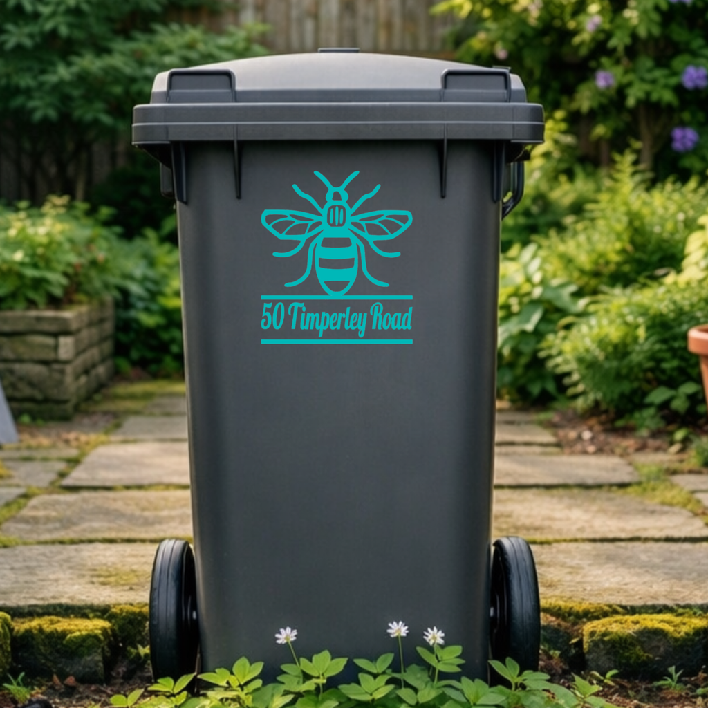 Manchester Bee Wheelie Bin Address Stickers