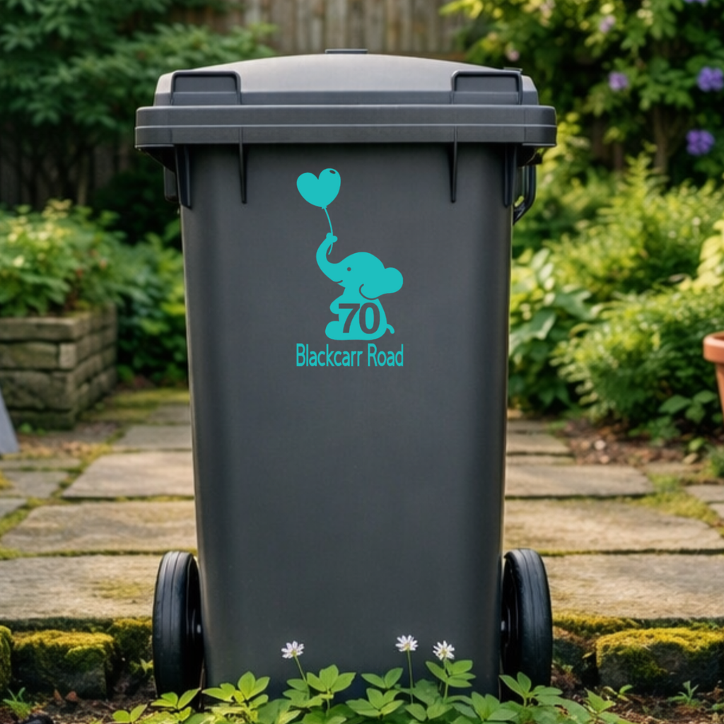 Elephant Balloon Wheelie Bin Address Stickers