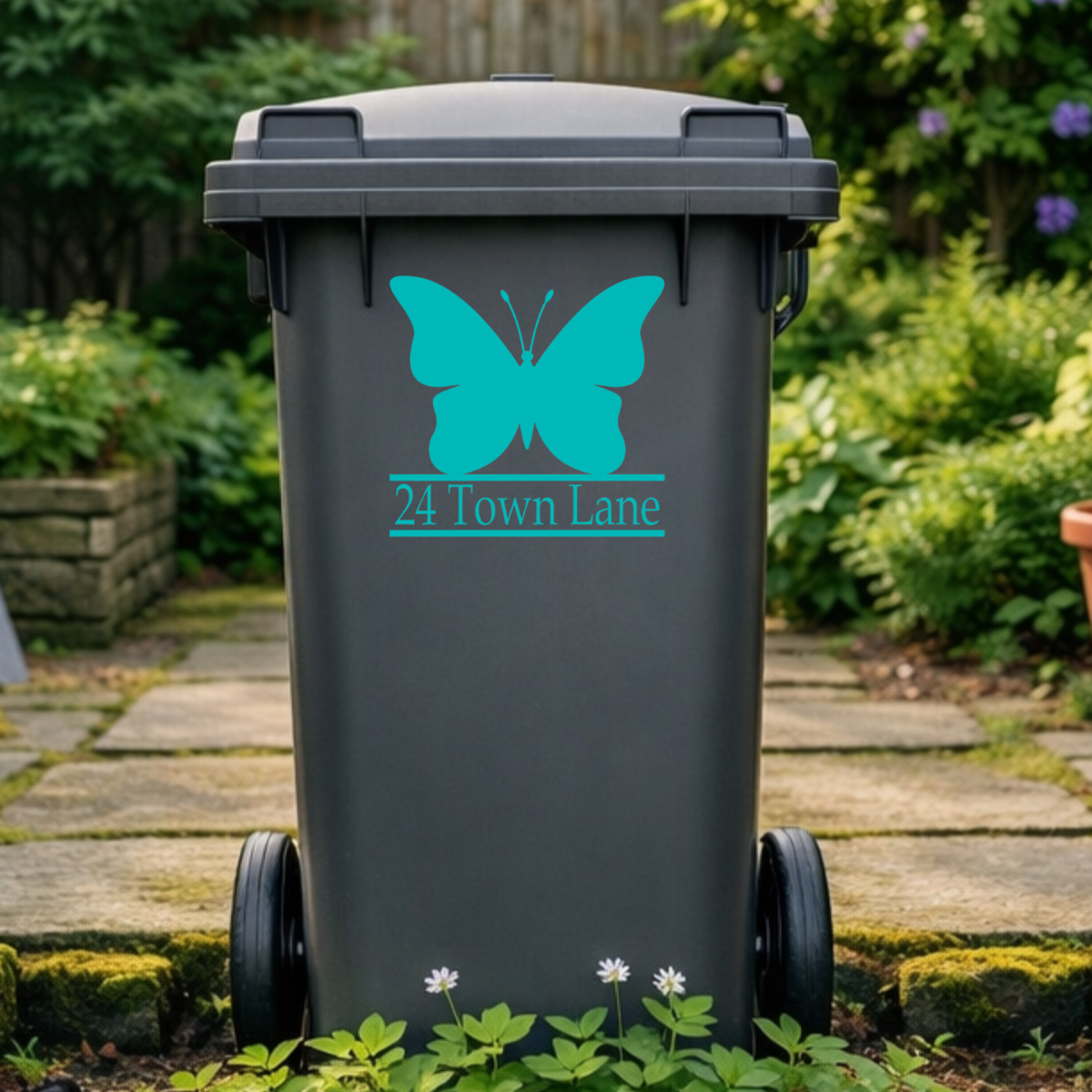Butterfly Border Line Wheelie Bin Address Stickers