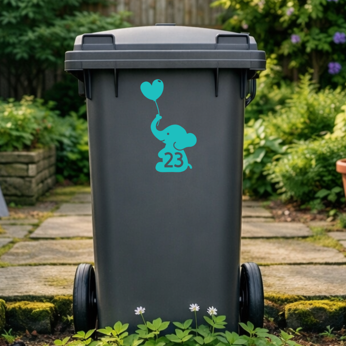 Elephant Balloon Wheelie Bin Number Stickers