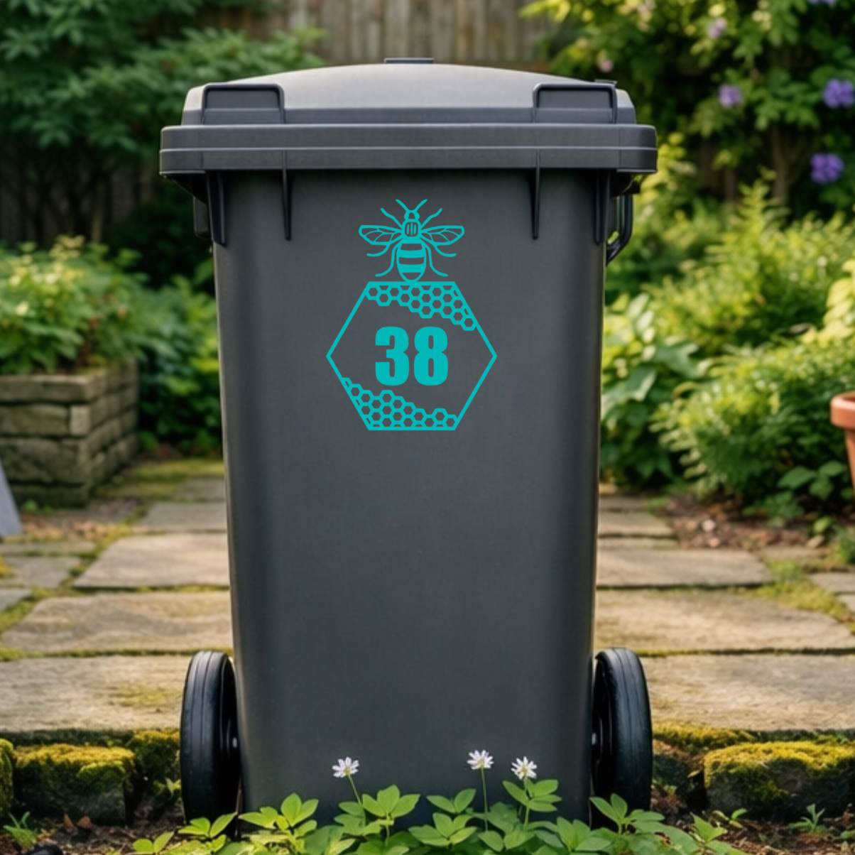 Bee Honey Comb Wheelie Bin Number Stickers