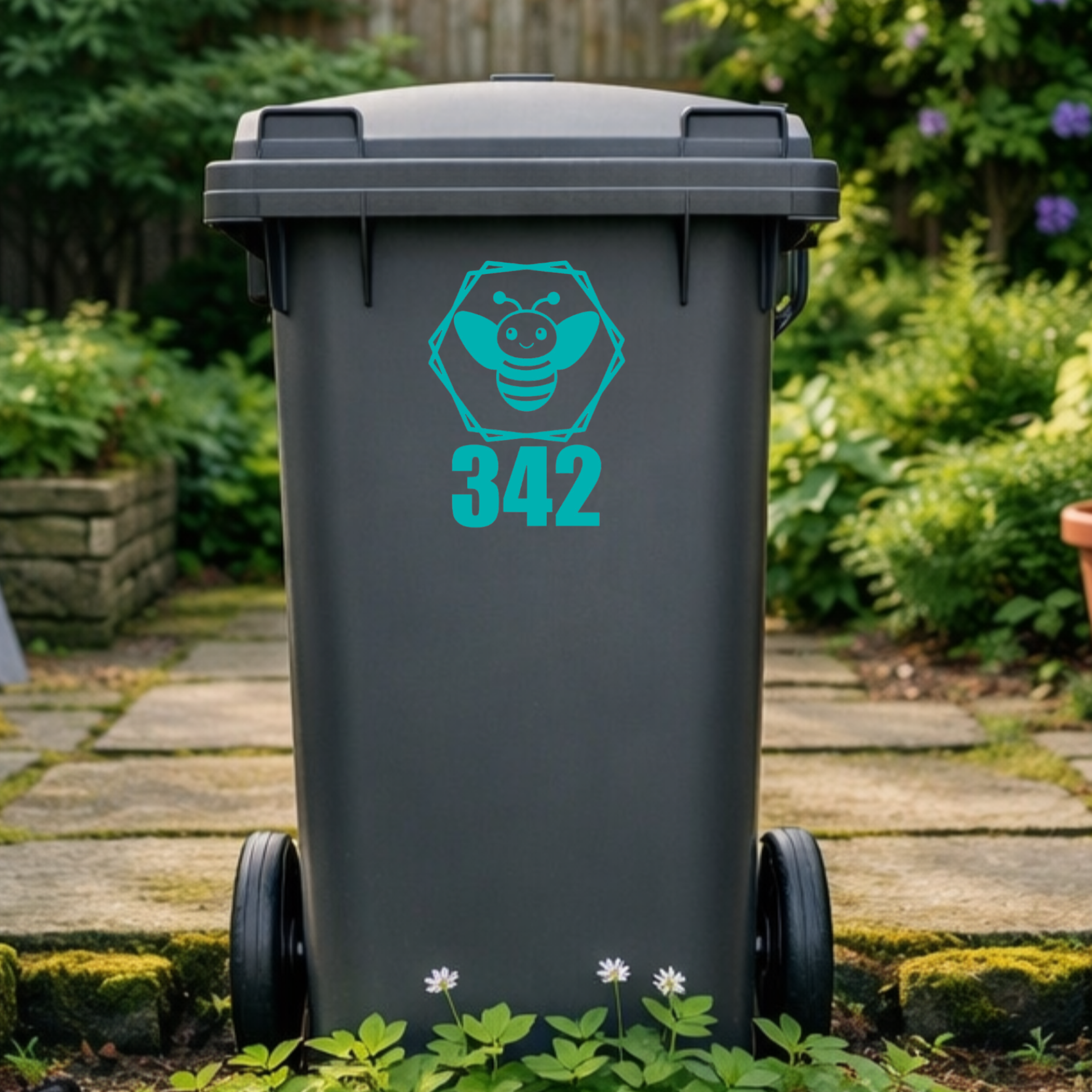 Bee Hexagon Wheelie Bin Number Stickers