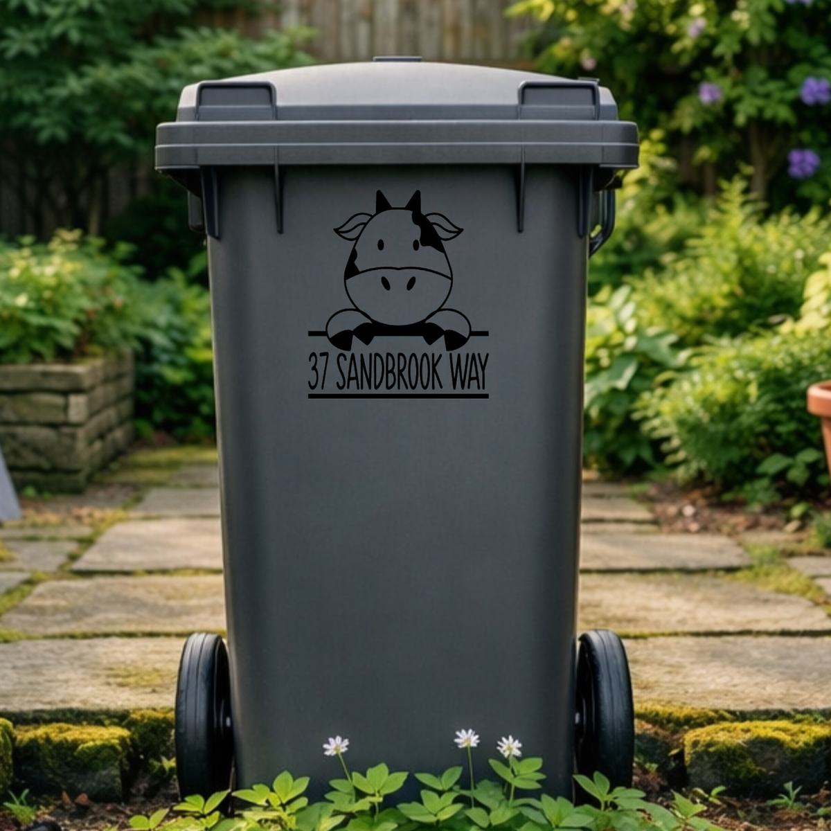 Cute Cow Wheelie Bin Address Stickers