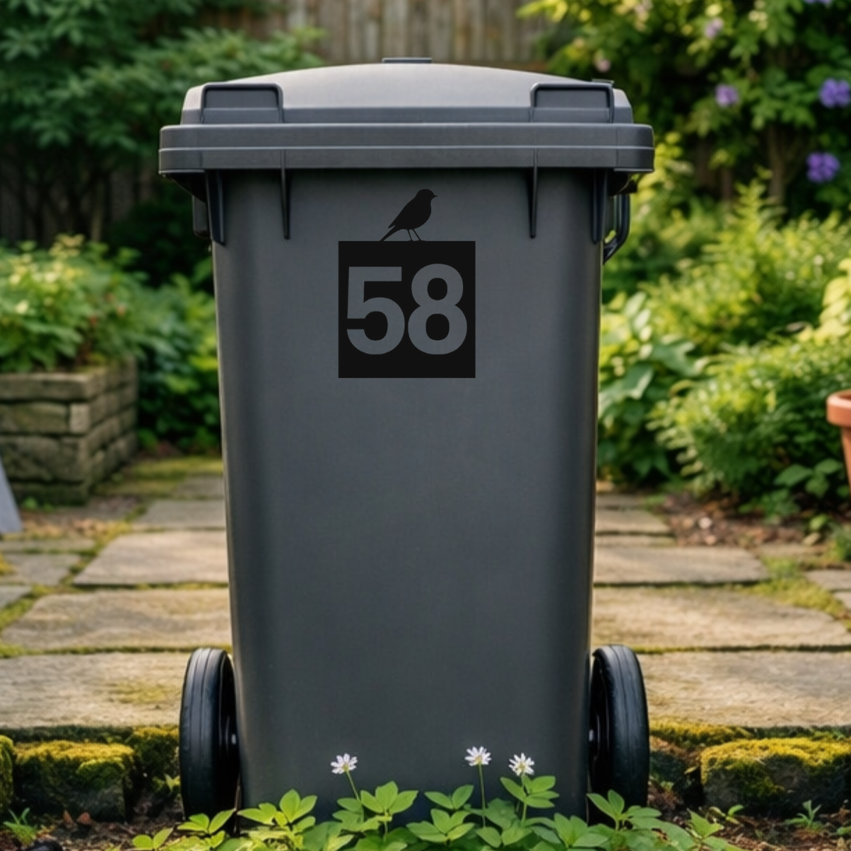 Birdie Square Wheelie Bin Number Stickers