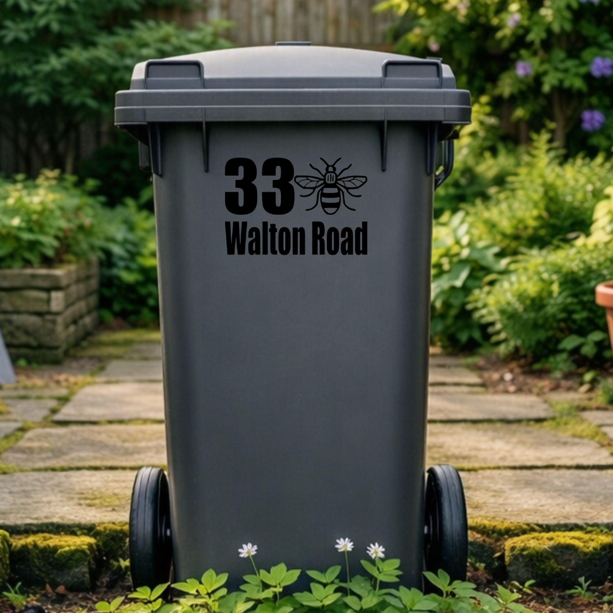 Manchester Bee Border Wheelie Bin Address Stickers